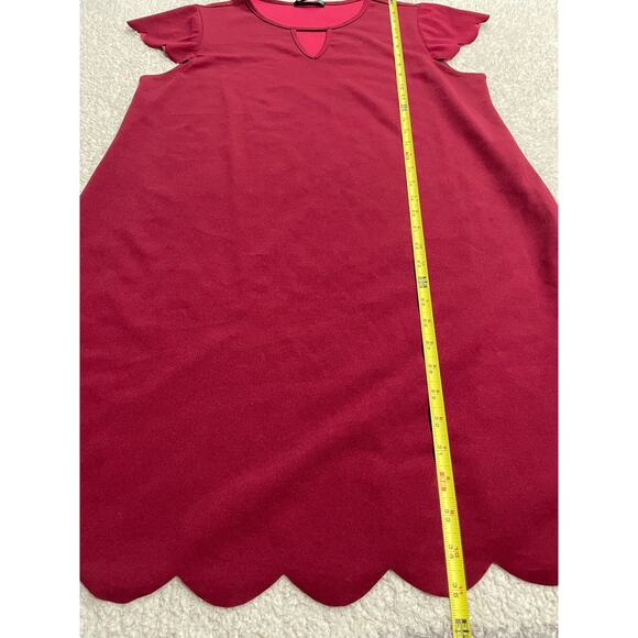 Shein Dress Women's Large Keyhole Neck Scallop Edge Cap Sleeve Burgundy 5530250 - Picture 5 of 8